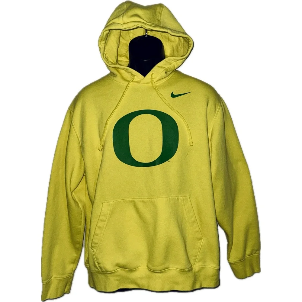 Nike Oregon Ducks Yellow Hoodie  Mens Large Fleece Long Sleeve Sweatshirt NCAA